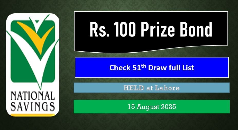 Rupee 100 Prize Bond List Lahore Draw 51 15 August 2025 online