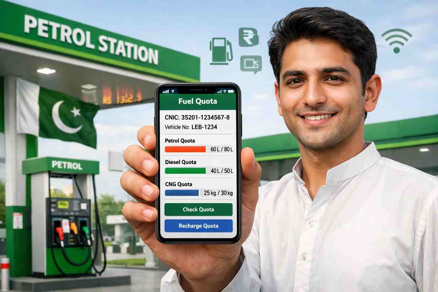 Petrol quota system Pakistan app registration fuel limit